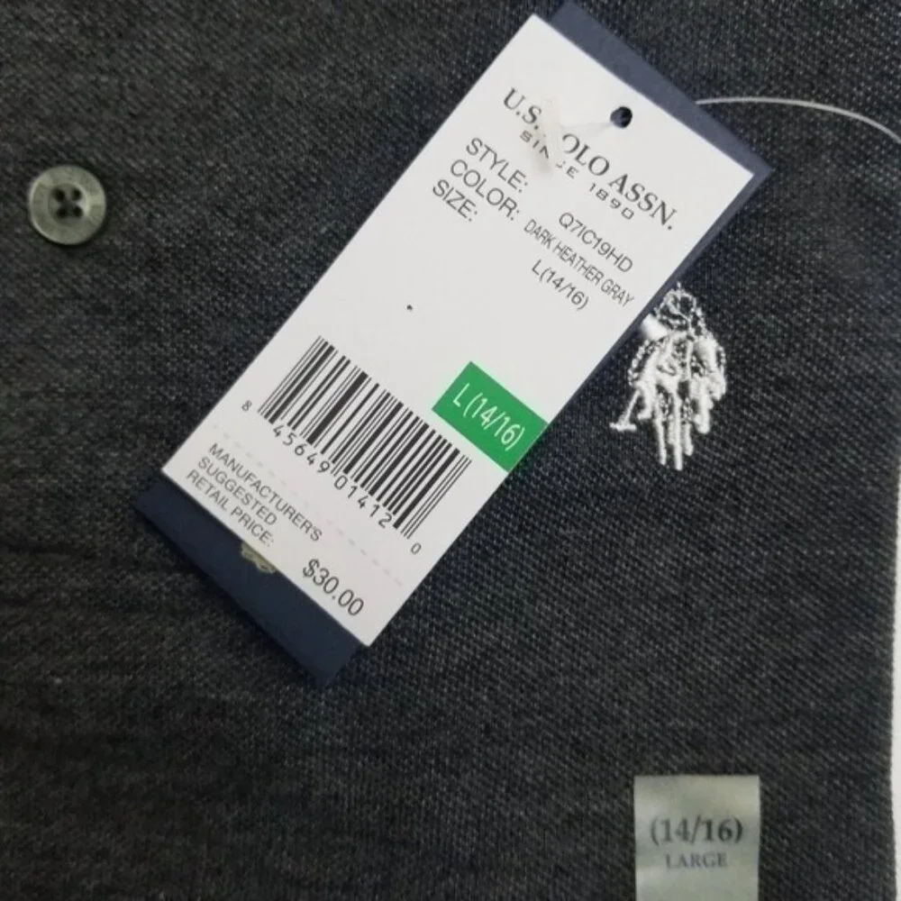 U.S. Polo Assn Boys Gray Polo Shirt NWT Short Sleeve Youth